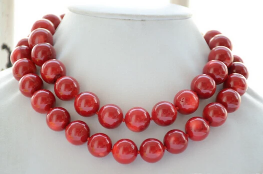 

huij 002154 AA++ Real 16mm round red coral bead necklace 34inch