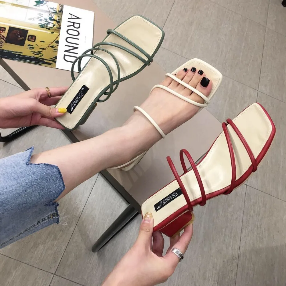 

Square Toe Lady Med Socofy Shoes Women Women's Slippers 2019 Ladies Flip Flops Slides Cross-tied Baby Soft New Flip-flops