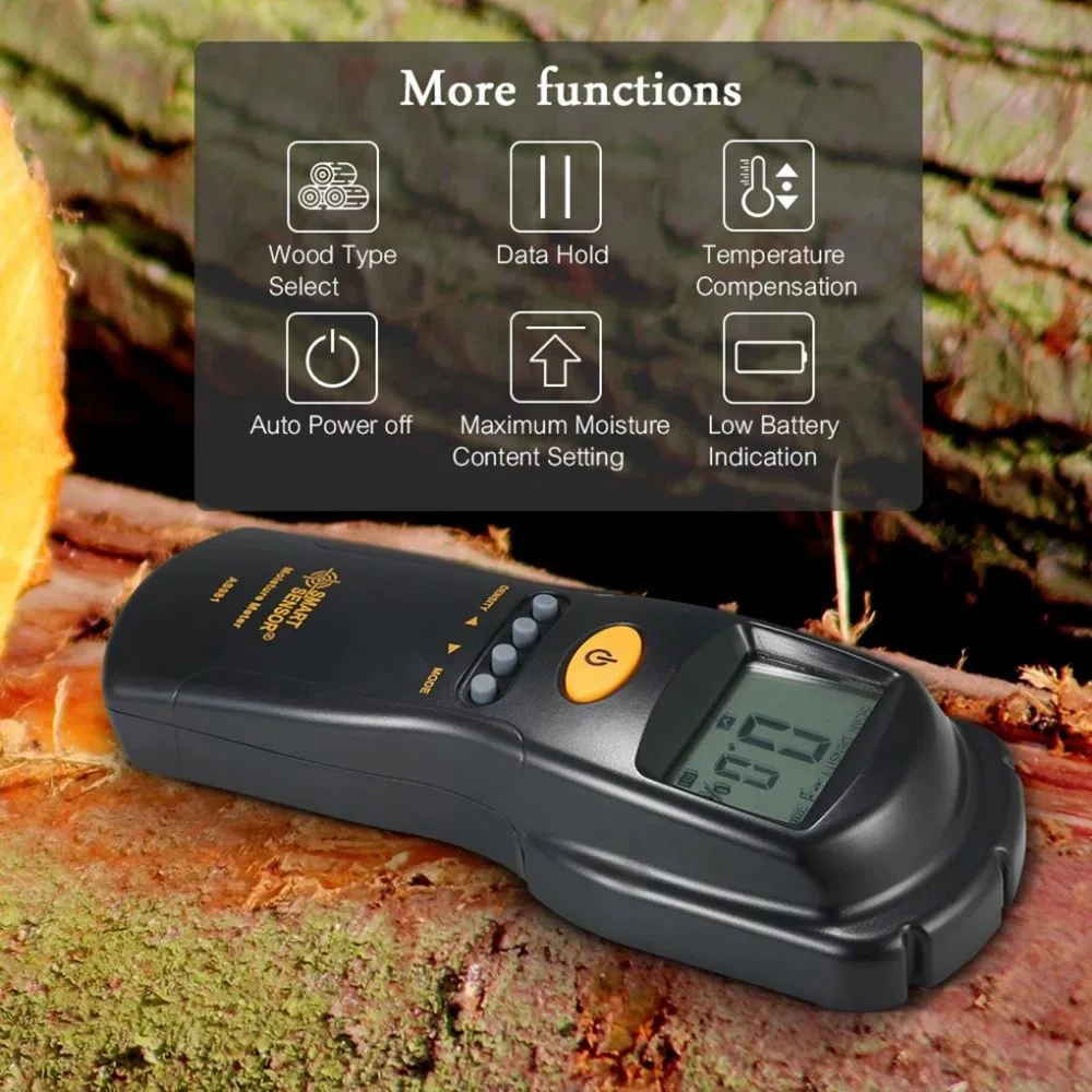 

Hygrometer Inductive Wood Moisture Meter LCD Digital Mini Lumber Damp Detector Moisture Content Tester Range 2-70% Tools