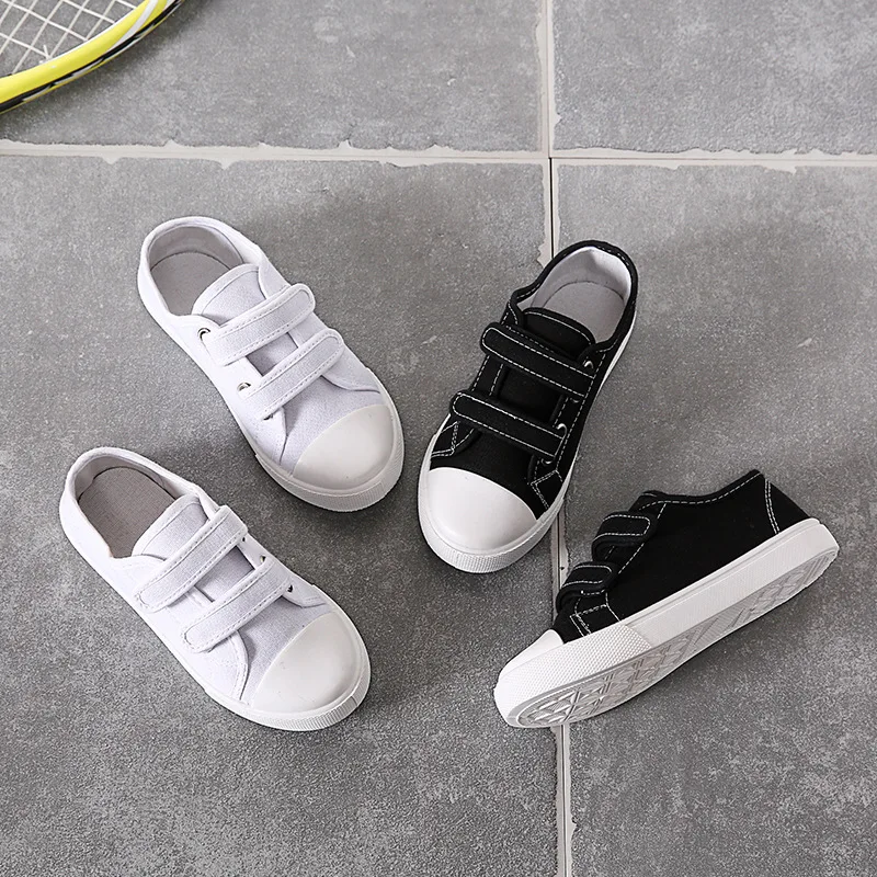 

2019 Kids Shoes For Boy Canvas Children Shoes Autumn Black Sneakers Girls Shoes White Solid Kids Boy Canvas Shoes tenis infantil