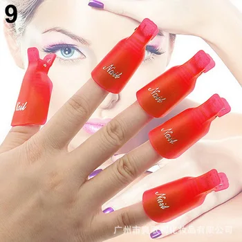 

by dhl or ems 1000sets 10pcs/set Plastic Nail Art Soak Off Cap Clip UV Gel Polish Remover Wrap Tool hot