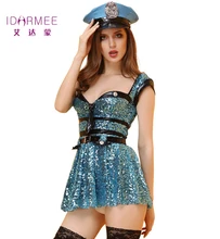 IDARMEE S9063 Personalidad Cosplay Ropa Sexy Juego de Rol Disfraces Sexy Azafata Sexy Uniforme de Policía Traje Conjuntos