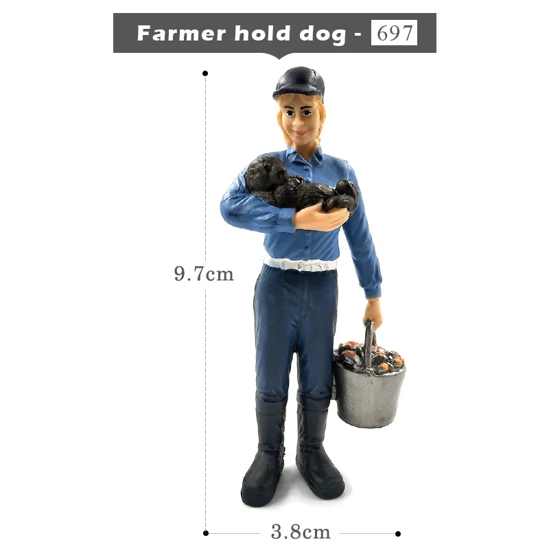 Моделирование фермы держать собака, овца, корова, свинья, фермер, люди, модель статуэтки, миниатюрный Сказочный Сад, украшение для дома, аксессуары, игрушка - Цвет: Farmer hold dog