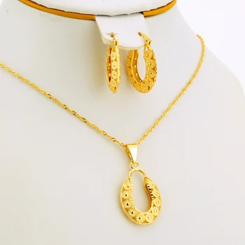 

JHplated Nigerian Arab Jewelry Sets Africa Ethiopian Jewelry for women Wedding Gift Necklace Earrings