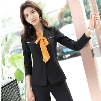 

Long Sleeve Novelty Black 2019 Spring Autumn Blazers and Jackets Coat For Women Business Work Wear OL Styles Female Tops Clothes
