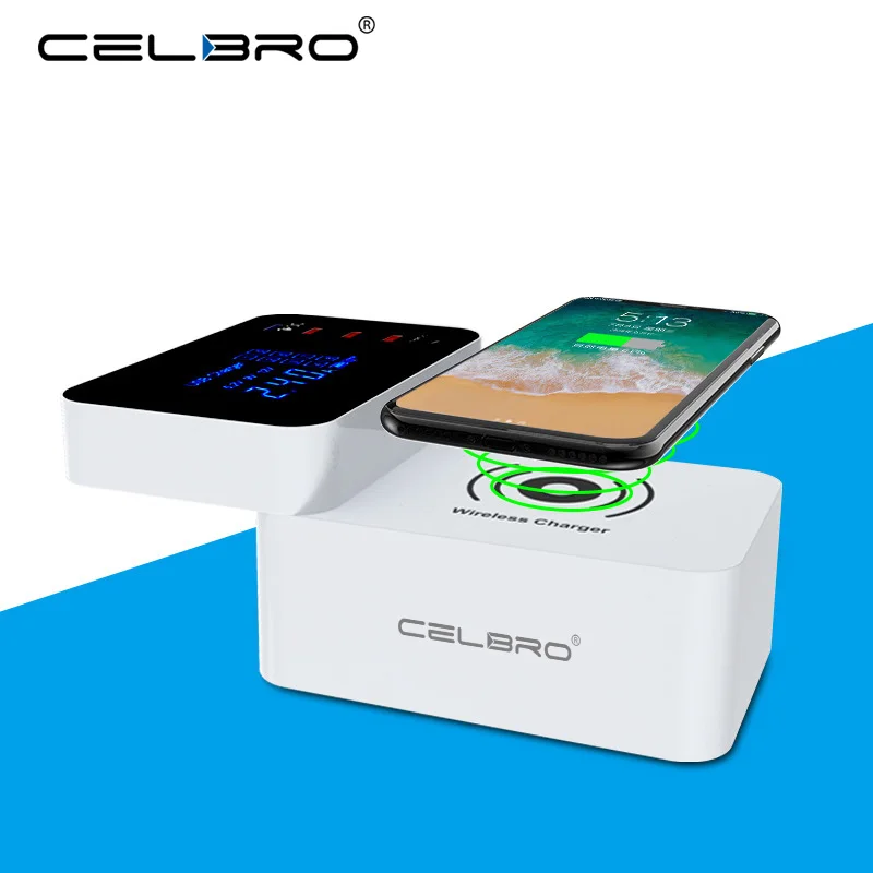 

10W Qi Wiressless Fast Charger Quick Charge 3.0 Multi USB Desktop Charger HUB Charging Station Universal Wireless Charger Pad