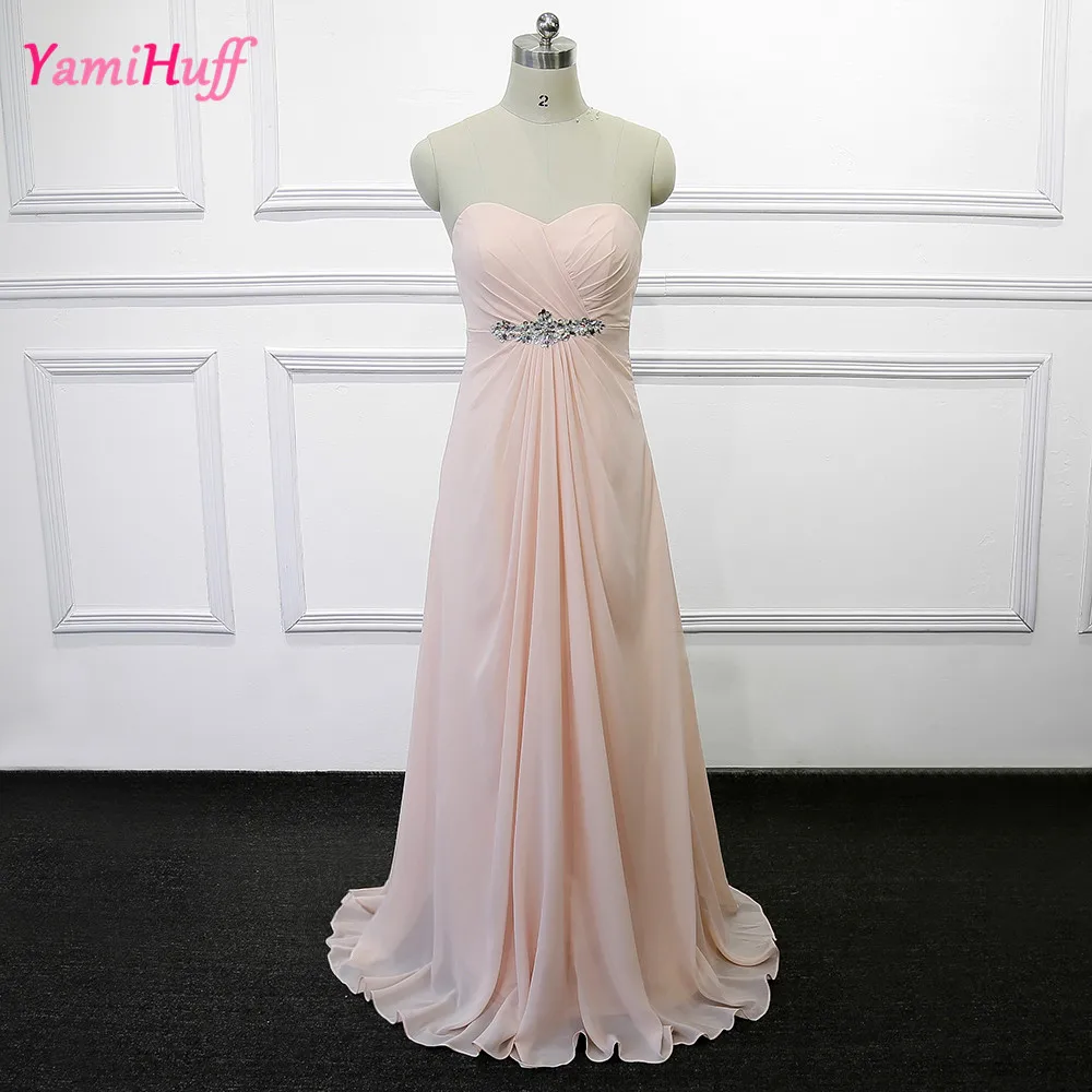 Light Pink Bridesmaid Dresses Plus Size Vestido boda invitada Long