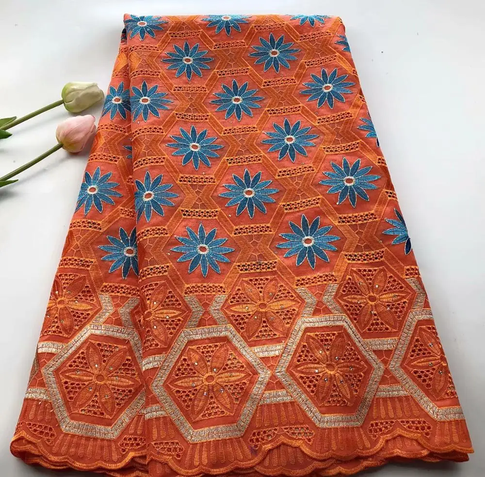 

2019 African lace fabric high quality swiss lace fabric With stones nigerian swiss lace fabrics for party dress JI563