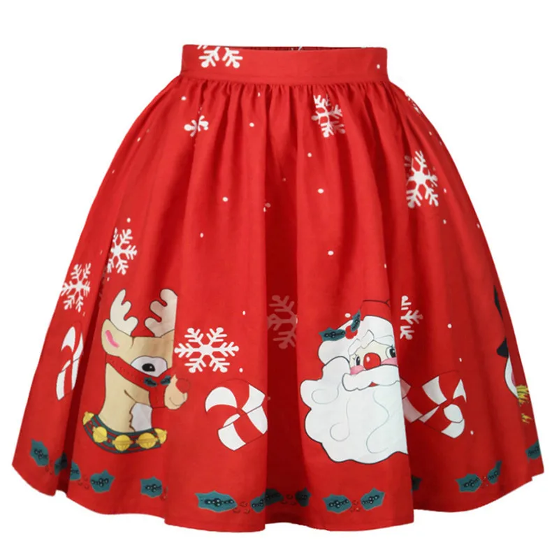 Для женщин сексуальные юбки Рождество Санта Снежинка печатных юбка-трапеция Мини Женский Краткое Рождество Повседневное вечерние Мода 2018