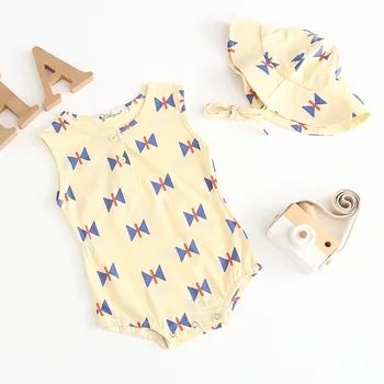 

Newborn Baby Girl Boy Sleeveless Printed Romper+Hat Outfits Set Clothes Fashion Twins Baby Clothes Roupa Infantil
