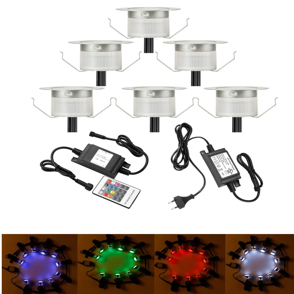 

6Pcs/Set 61mm 1/1.5W 12V IP67 Waterproof Kitchen Garden Yard Patio Soffit Pathway Stair Step LED Pool Deck Rail Inground Lights
