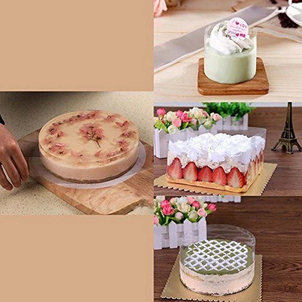 CW/_ 8//10cm Clear Mousse Wrap Edge Cake Baking Tape Dessert Collar DIY Decor Tool