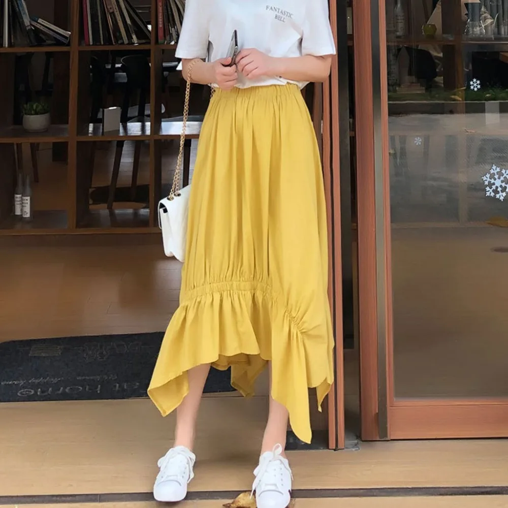 Faldas Mujer Moda Летняя женская элегантная Милая юбка для девушек плиссированные оборки женские юбки Летняя юбка Jupe Femme Ed