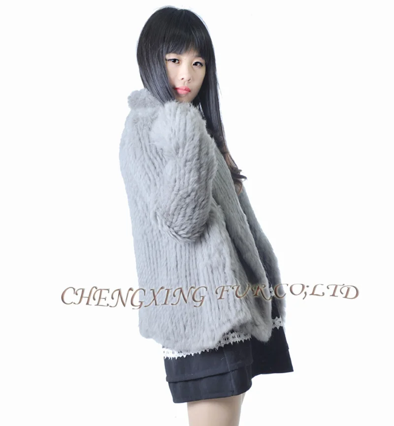 CX-G-A-93A ручной вязки из натурального кроличьего меха вязаное пальто для женщин