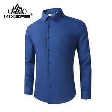 Синий Бизнес Повседневное рубашка мужская с длинным рукавом Мода Для мужчин смокинг рубашка Наивысшее волокна хлопок торжественное платье рубашка мужской Костюмы Топы