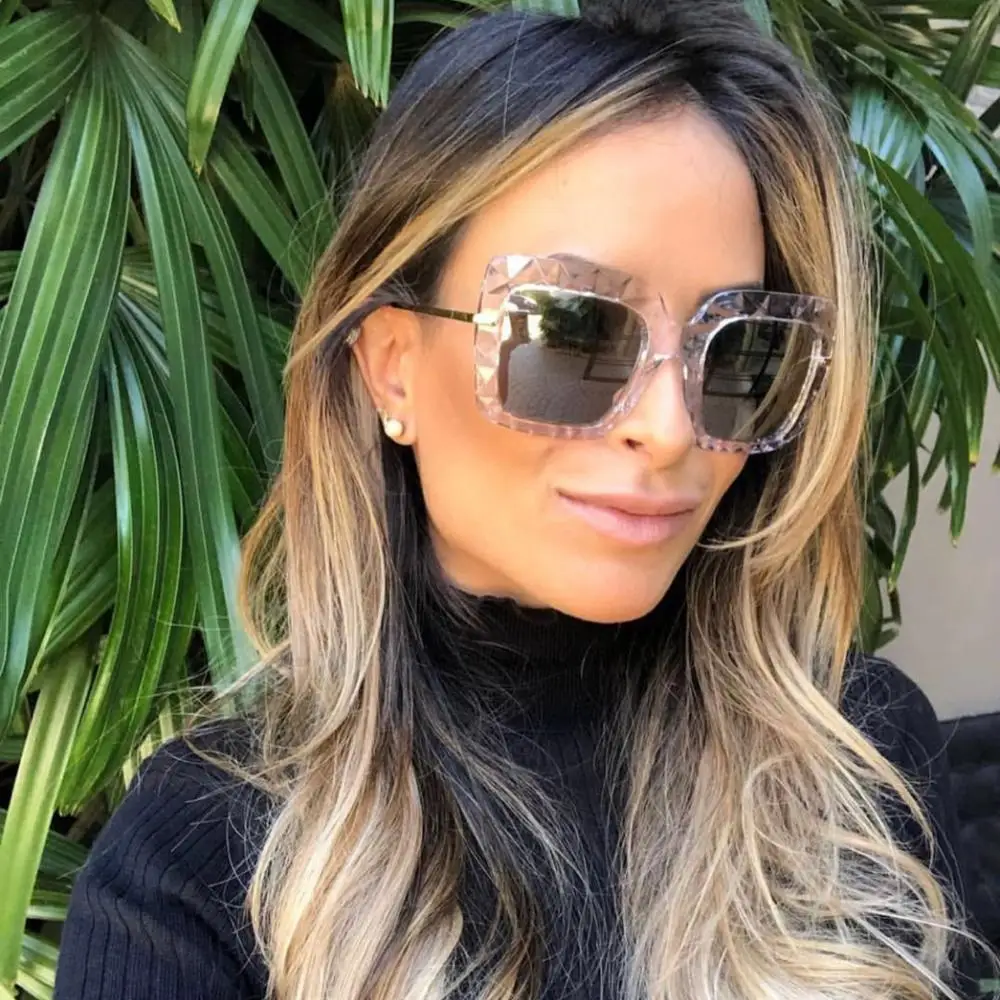 

MARC Luxury Big Square Sunglasses Women Brand Designer Retro Clear Sun Glasses For Female Oversized Black Shades oculos UV400