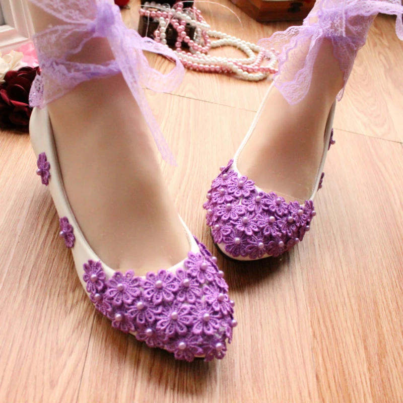 Elegant Purple Pink Yellow White Lace Appliques Wedding Dress