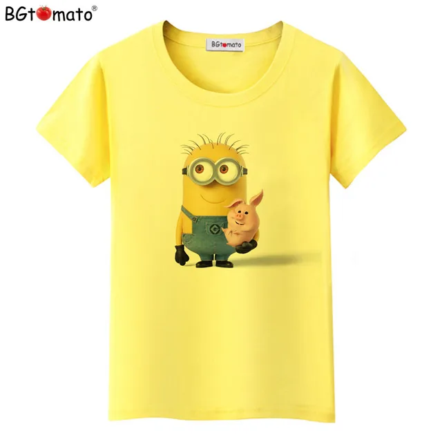 BGtomato T shirt Super lovely 3D minions cartoon t-shirt Hot sale cute 3D tshirt women Brand new short sleeve casual top tees