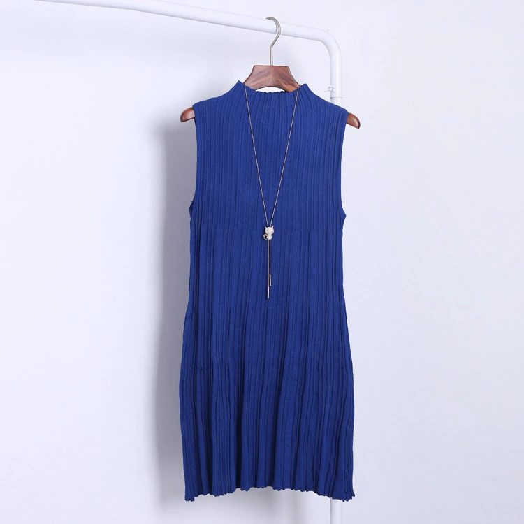 

New Spring Summer Women Knitting Dress Export Quality A-line Delicate Striped Knitted Elegant Bottoming Dress in 7 colors 1206