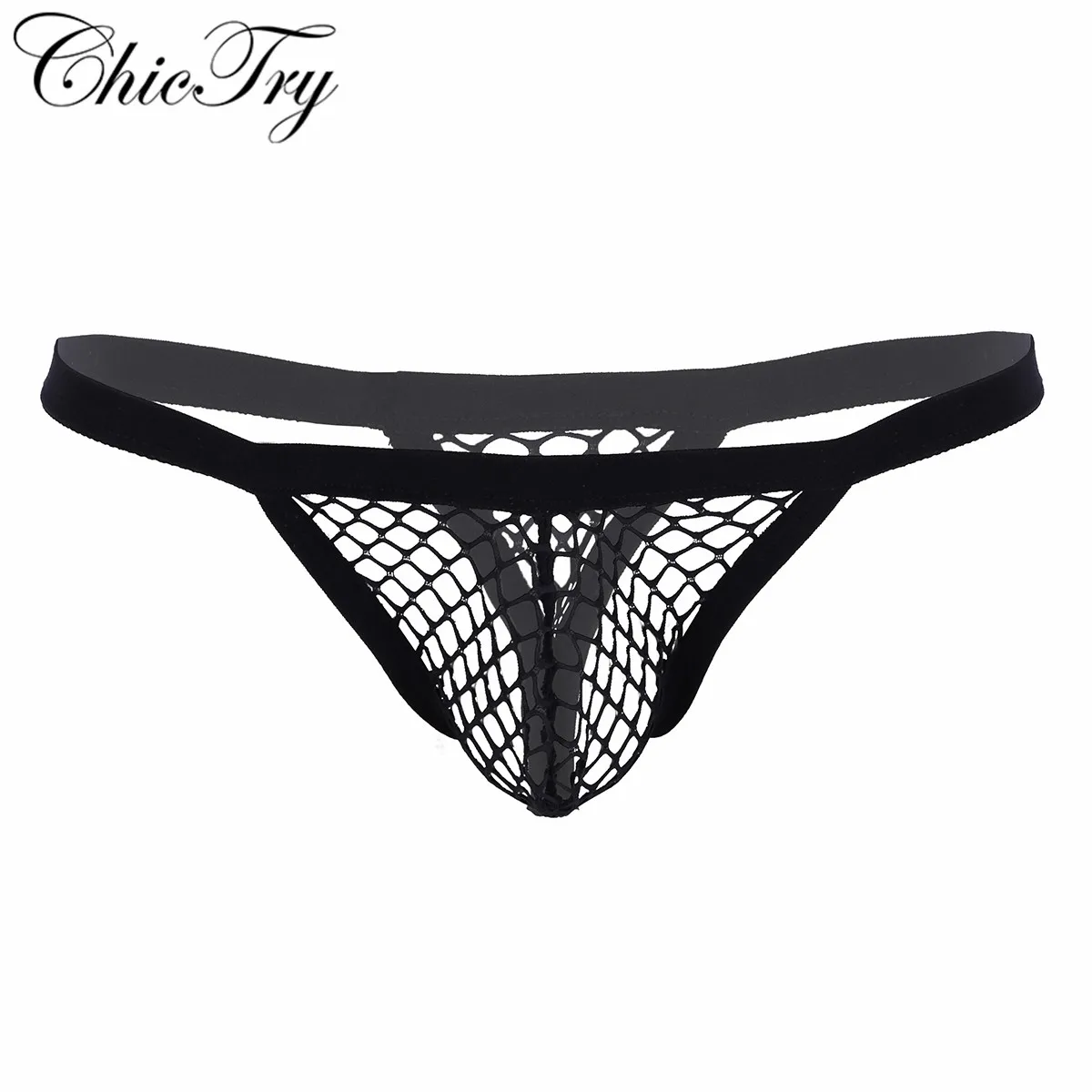 

Sexy Male Mens Lingerie Panties See Through Fishnet Design Low Rise Bulge Pouch T-Back Thongs Bikini Triangle G-string Underwear