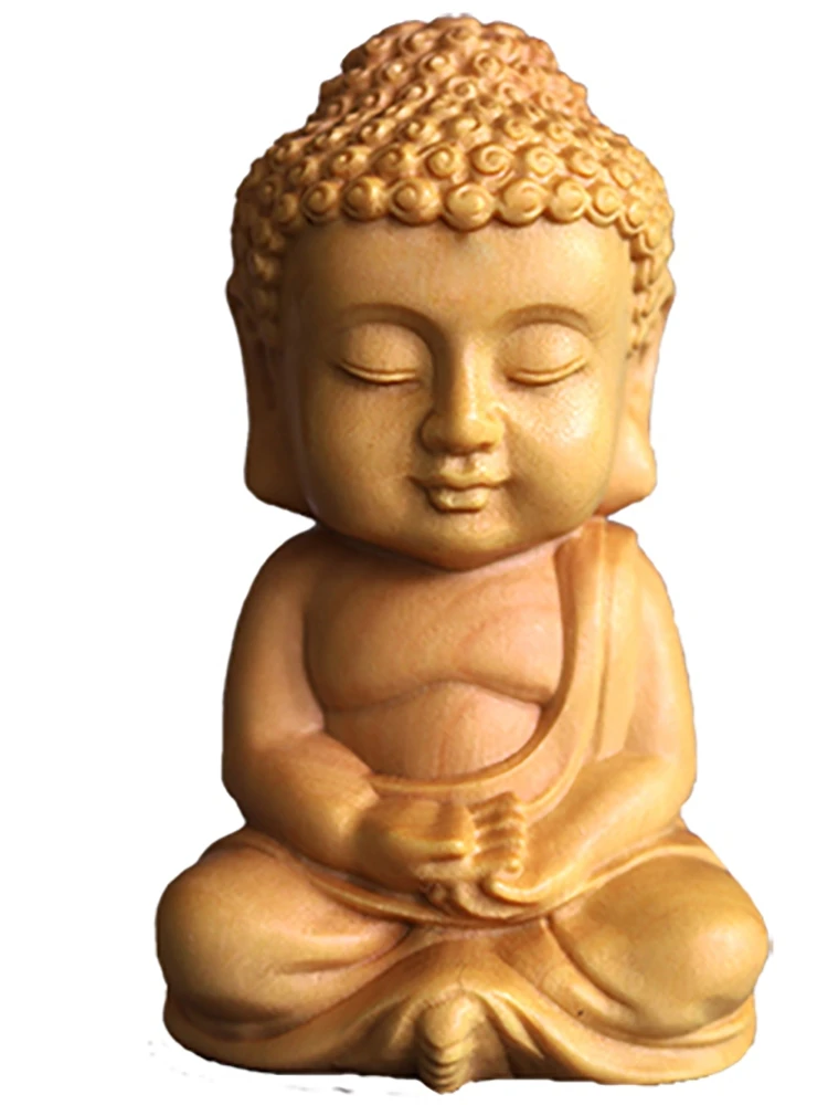

Poplar Wood Carved Little Buddha Statue Hand to Play with Articles and Handicrafts Creative Gifts for Automobile Decorations