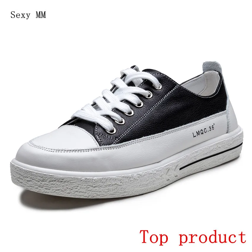 

Genuine Leather Flats Women Trainers Breathable Woman Casual Skate Walking Flat Platform Shoes