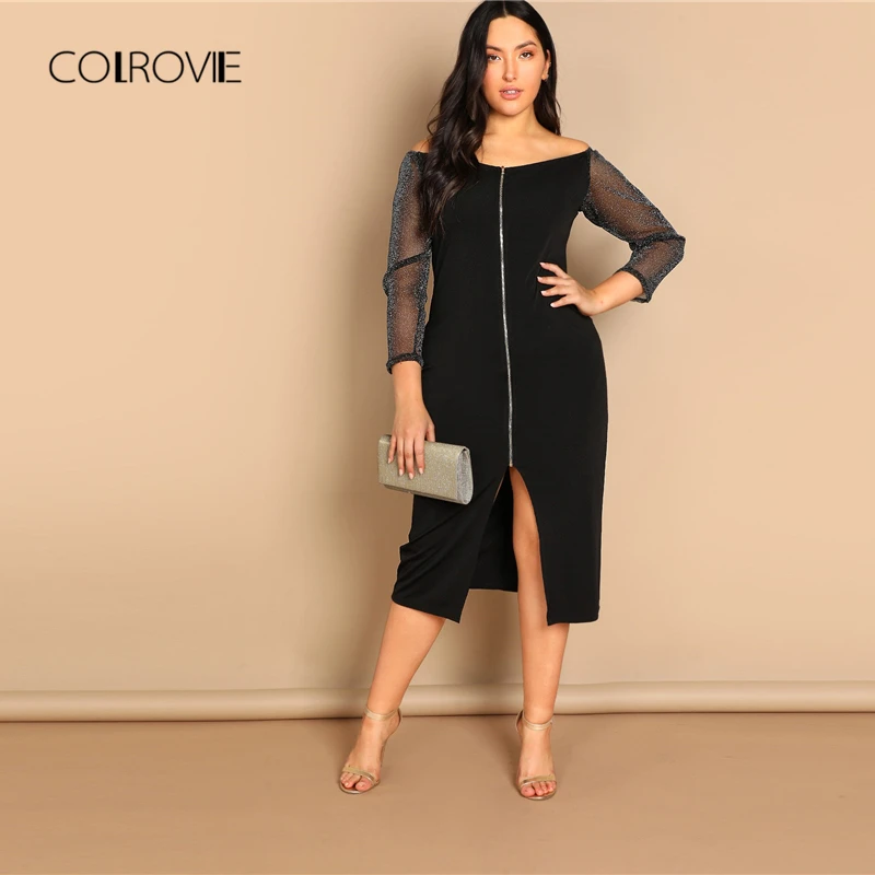 Online plus size black sheath midi dress shirts