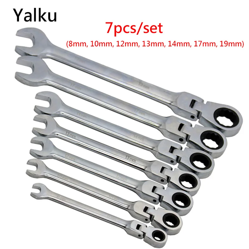 Hinged Flex Head Ratchet Combination Spanner 8 19/ mm Set of 12/ Pieces