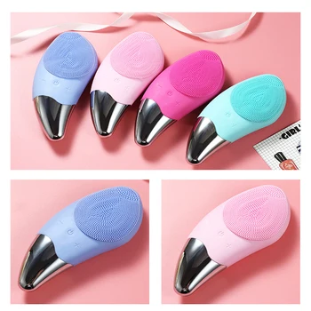 

Silicone Facial Cleansing Instrument Small Mango Electric Wash Brush 4 Colors choose Vibration Pore Cleaner Acne Face Care Tool