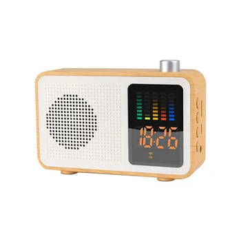

Bluetooth Portable Speaker 3D Stereo Music Surround MIABOO Retro Wood Color Wireless Bluetooth Speaker Radio With Time Display