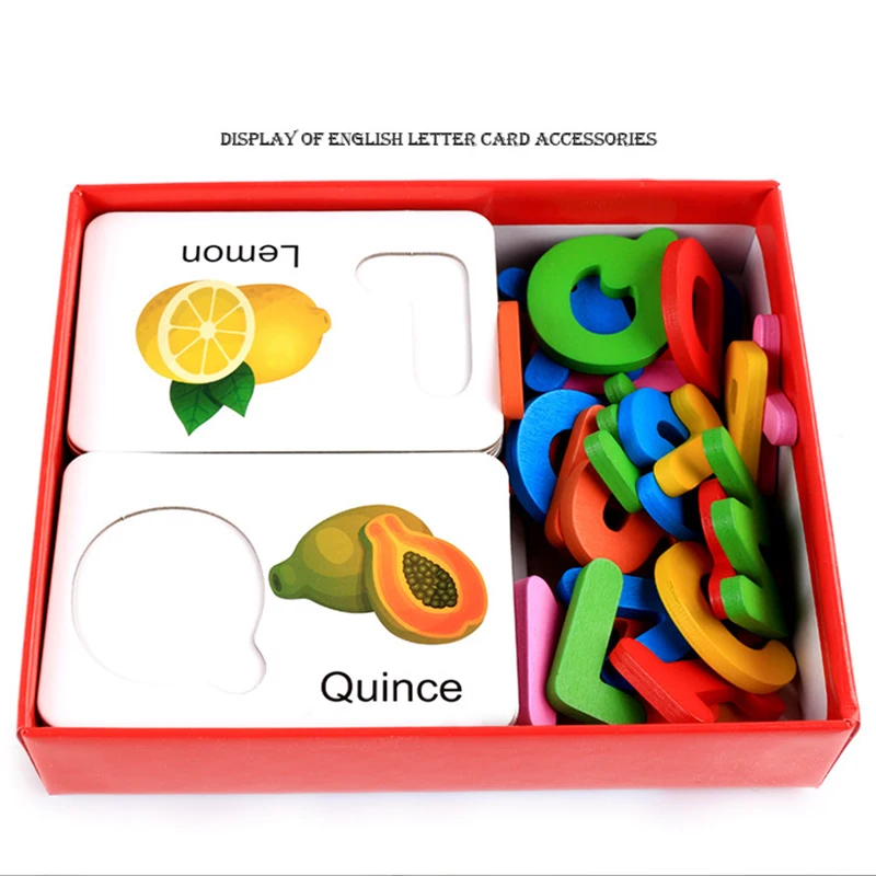 

26Pcs Fruit/Vegetable Card Alphabet Montessori Educational Wooden Toys For Children Learning English Baby Developing Toys Gift