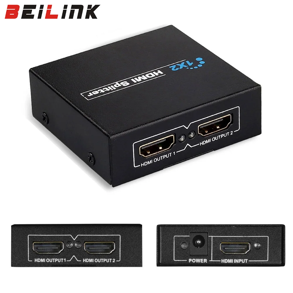 1 In 2 Out HDMI Splitter Amplifier HDCP 1080P Dual Display