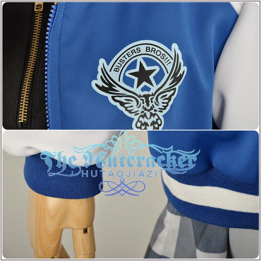 Games Voice Actor Yamada Nirou Cosplay Costume Custom Long Sleeve Blue Jacket Pants Plaid Shirt Black Short Curly Wig Halloween