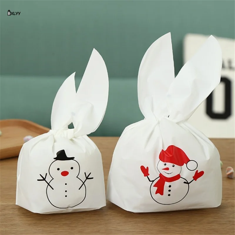 

BXLYY 20pc Christmas Snowman Bunny Ear Snack Bag Gifts for The New Year Candy Cookie Bag DIY Christmas Decorations for Home.7z