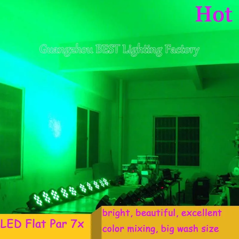 

24pcs/lot Fast Delivery Flat Slim 9W Tri LED RGB Par Can Puck Style DMX Light 9Wx7pcs Uplighting RGB Color Mixing