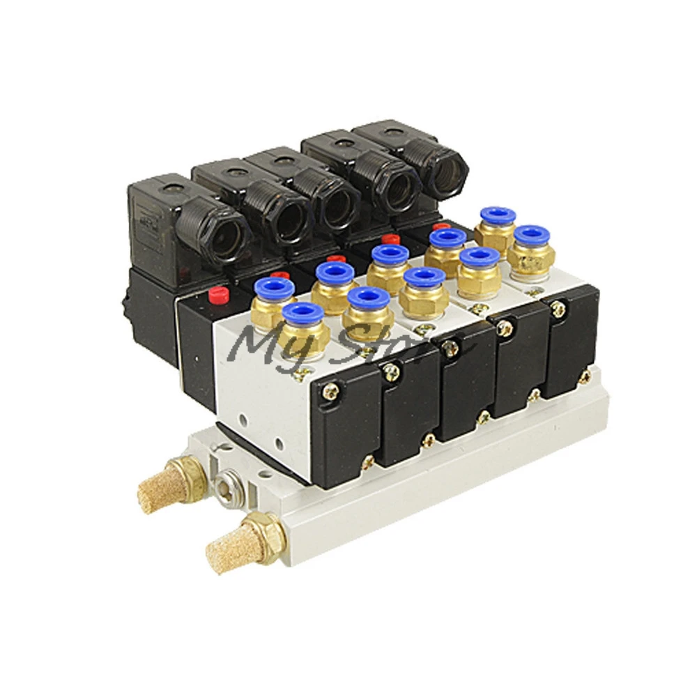 

Pneumatic Combination 4V210-08 AC 110V 2 Position 5 Way Single Head 5 Pneumatic Solenoid Valve w Base