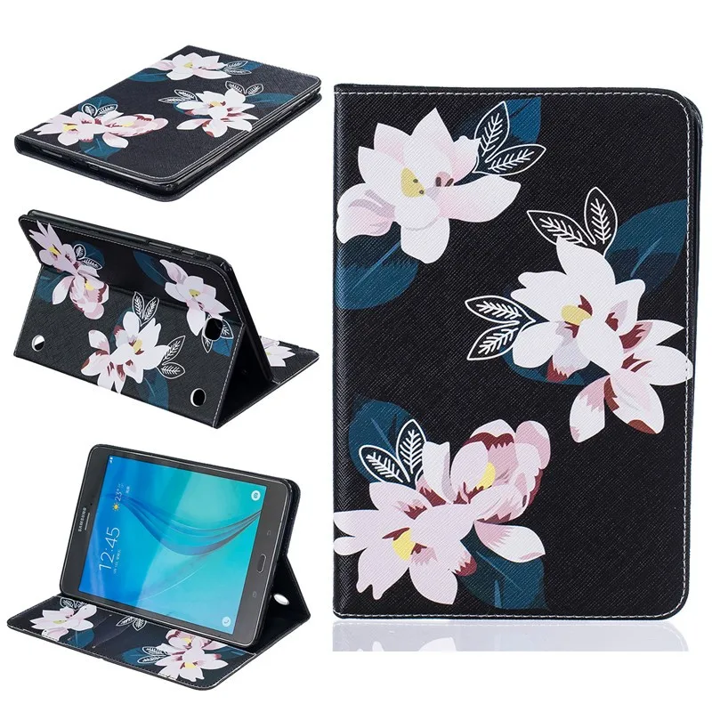 For Samsung Galaxy Tab A 8.0 SM-T355 T350 Case Kids Butterfly Flower Bear Cartoon Wallet  PU Leather Back Silicon Tablet Cover (41)