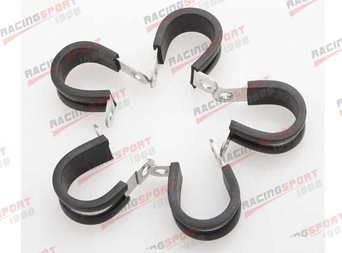

5PCS Cushioned Hose Mounting Clamp Loop Strap 304 Stainless Steel 5/8" Black