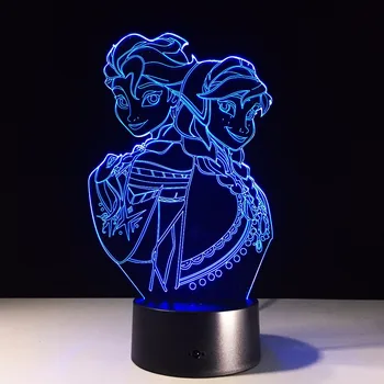 

Cartoon figure 3D girl sisters night light LED lamp 7 color changing night light Gadget Decor room Decoration baby kids gifts