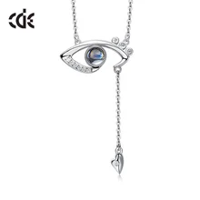 CDE 925 Sterling Silver swarovski 100 languages I love you eye Pendant Necklace Trendy Romantic Love Memory Necklace fine Gift