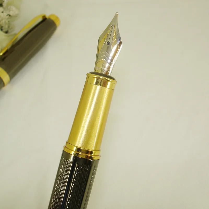 ACMECN роскошный пистолет каллиграфия красками Ручка компьютер резной узор с золотыми акцентами 0,5 мм пишущий перьевая ручка
