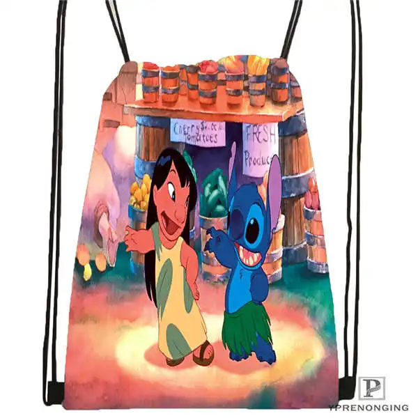 Drawstring Backpack Customilo-Stitch-walt@ 02-походная сумка на шнурке для мужчин и женщин милый рюкзак для детей(черная спинка) 31x40 см#20180611-03-139 - Цвет: Drawstring Backpack