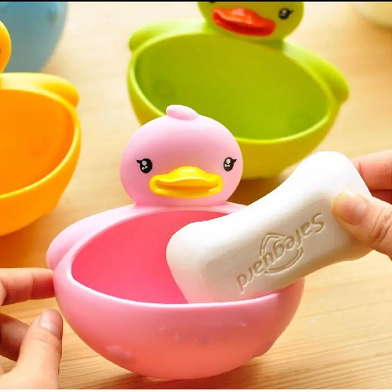 

Lovely & High Quality Cartoon Animal Duck Soap Box Soap Dish Soap Holder with Suction Robe Accessories for Bathroom