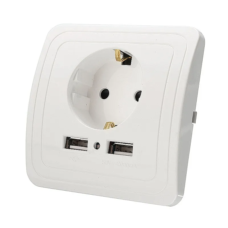 

Excellway KI09 5V 2A Electric Dual USB Port Wall Charger Adapter EU Plug Sockets Power Charging Switch Outlet Power Outlet