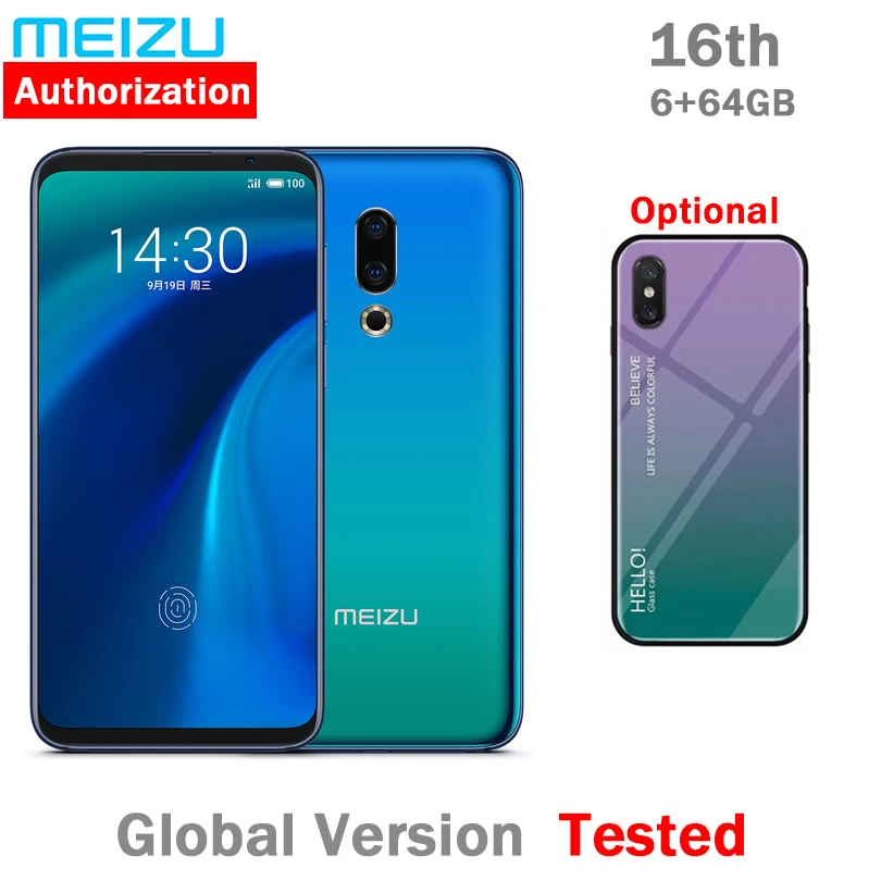 

Original Meizu 16th 16 Global ROM 4G Snapdragon 845 Octa Core 6GB RAM 64GB ROM 6.0" FHD 2160x1080P Full Screen Dual Rear Camera