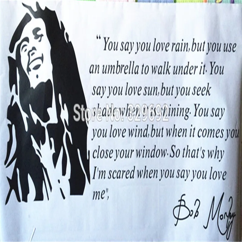 Наклейка на стену с изображением мыши zoom Bob Marley наклейка надписью You Love Rain