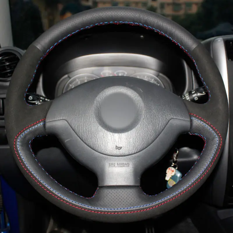 

Top Leather Steering Wheel Hand-stitch on Wrap Cover For Suzuki Jimny 2011-2013