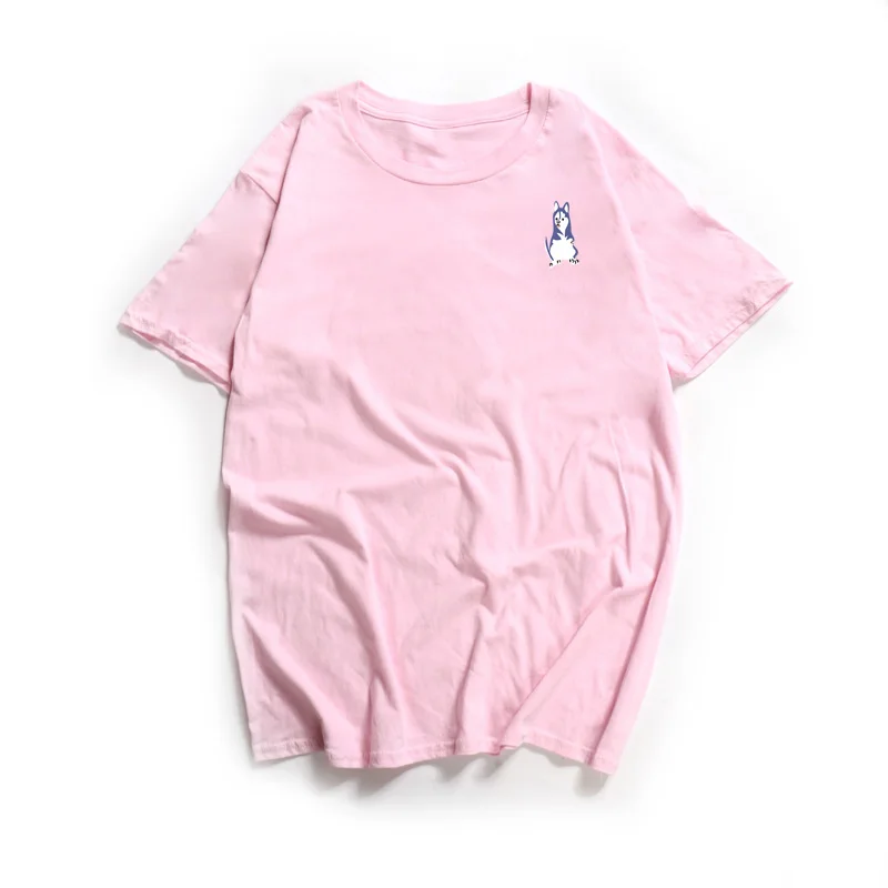 

Rin And Dip Cat T-Shirts Women Harajuku Funny T Shirts Husky Dog Cute Print O-Neck Cotton Tee Shirt Colorful Summer Tops