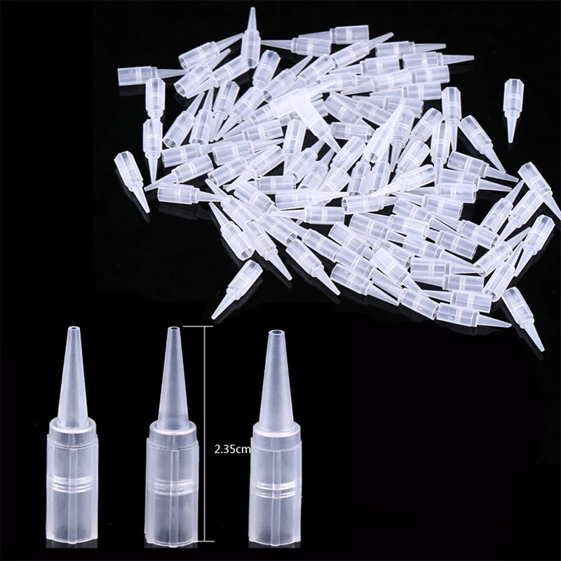 

100 Pcs Tattoo Needles Cap 1R 3R 5R 5F 7F Plastic Tattoo Nozzle Tip Cap Needle Tube Semi Permanent Makeup Tattoo Machine Supply