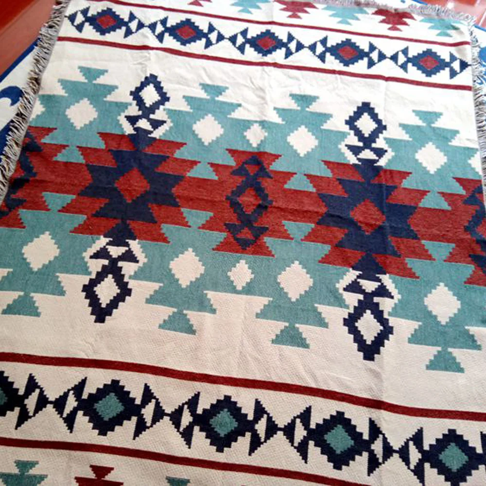  ESSIE HOME Kilim Carpet For Sofa Living Room Bedroom Rug Yarn Dyed 130*160cm Bedspread Tapestry - 32660012033